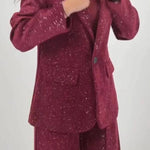 Women Collar Flash Jacket+ Pants Temperament Commuting Suit