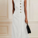 Loose Sleeveless Asymmetric Split-Joint High Neck Midi Dresses