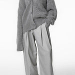 Solid Color Loose V-neck Long-sleeved Lazy Knitted Cardigan