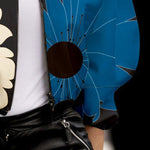 Contrast Color Floral Flower Print Zipper Stand Collar Jackets Outerwear