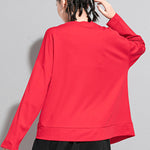 Solid Color Asymmetric Split-Joint Zipper Loose T-Shirt