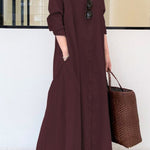 Long Sleeve Simple Loose Casual Long Dress