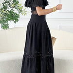 Nirvana off-shoulder ruffled cutout dress