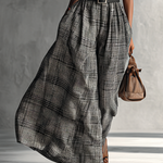 Women's Plaid High Collar Sleeveless Belted Maxi Dress