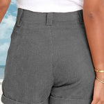 Casual Loose Solid Color Elastic Waist Tie Shorts