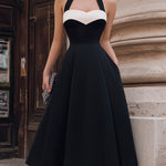Halter Neck Sweetheart A-Line Midi Dress