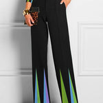Loose Elasticity Pockets Printed Split-Joint Pants Trousers