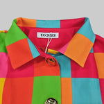 Loose Three-Quarter Sleeves Buttoned Plaid Lapel Outerwear