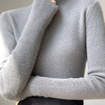 Casual Skinny Long Sleeves Solid Color Half Turtleneck Sweater Tops