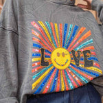 Exquisite Smiley Face Embroidered Crew Neck Sweatshirt