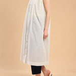 Loose Sleeveless Pleated See-Through Round-Neck Midi Dresses