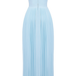 Strapless Cinch Waist Pleated Maxi Dresses-Blue [Pre Order]