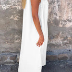 Solid Floral Embellished Sleeveless Loose Maxi Dress