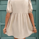 A-Line Loose Bowknot Elasticity Pleated Round-Neck Mini Dresses