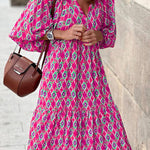 Short Sleeve Midi Bohemian Dress
