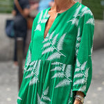 foliage pattern loose dress