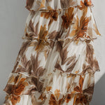 Floral Halter Tiered Maxi Dress With Soft Ruffle Layers