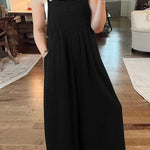 Cotton and linen loose casual one-piece wide-leg overalls