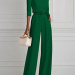 High Waisted Straight Leg Pleated Solid Color Split-Joint Pants Trousers