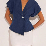 Raglan Sleeve Split-Joint V-Neck Blouses&Shirts Tops