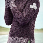 Women's Celtic Knotted Clover Creative Jacquard Turtleneck Sweater