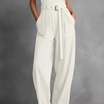 Women's Off-White Relaxed Jumpsuit With Utility Pockets & Adjustable Straps, Sophisticated Daytime-Casual Style Jumpsuit