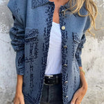 Fashionable Lapel Metal Buckle Casual Loose Jacket