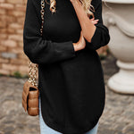 Irregular Hem Side Split Loose Pullover Turtleneck Sweater
