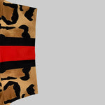 Long Sleeves Skinny Contrast Color Leopard High Neck T-Shirts Tops