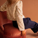 Golden Fleece Sequined Open Front Cropped Jacket
