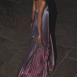 A-Line Loose Elasticity Gradient Pleated Tube Evening Dresses Maxi Dresses