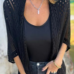 Fashion Hollow Knitted Half Sleeve Loose Cardigan
