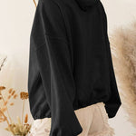 Zip Drawstring Long Sleeve Hoodie
