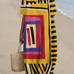 Abstract Painterly V-neck Resort Dress