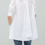 Casual Loose Bow-Embellished Solid Color Blouse