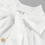 A-Line Flared Sleeves Buttoned Elasticity Pleated Solid Color Tied Zipper Stand Collar Mini Dresses