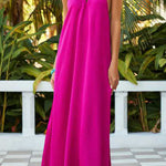 Sleeveless halter neck sexy open back solid color dress