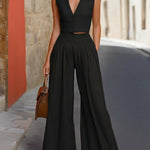 Sleeveless Vest & Wide-Leg Pants Two-Piece Set