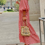Puff Sleeve Tiered Midi Dress