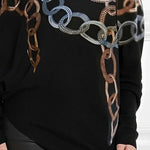 Long Sleeves Printed Split-Joint High Neck T-Shirts Tops