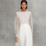 Women's Elegant White Chiffon Long-sleeved Maxi Dress