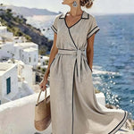 Women'S Casual Color-Block Striped Dress