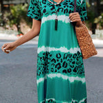 Gradient Leopard Print Casual Midi Dress
