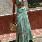 Eleanor Tie-dye Print Cutout Design Slit Stretch Dress