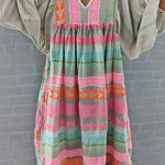 Whisked Away Geometric Color Block Printed A-line Midi Dress