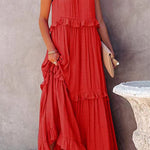 Irregular cake skirt sleeveless long mop skirt