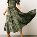 Gold velvet square neck ruffled high waist tight temperament commuter dress