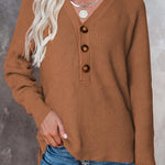 🧹Women'S Solid Color Casual V-Neck Pullover Sweater