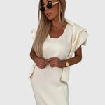 Chrystahl | Elegant Dress and Turtle Neck Sweater Set