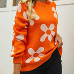Floral Print Color Block Pullover Long Sleeve Sweater